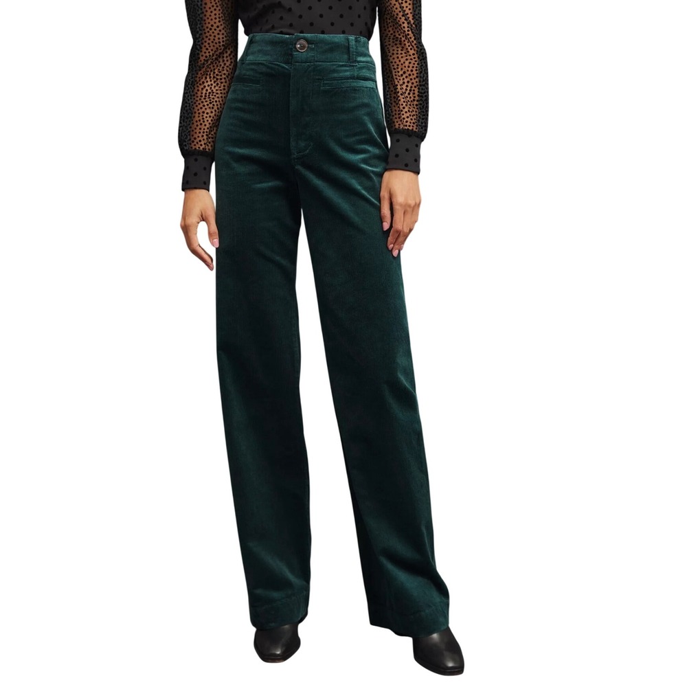 Maeve by Anthropologie The Colette Corduroy Wide Leg Pants in Green Size 30